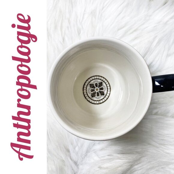 ANTHROPOLOGIE Bistro Tile Margo Ceramic Mug Coffee Tea With Monogram V Initial - Picture 3 of 5